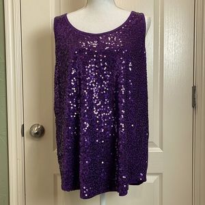 Lane Bryant Purple Sequined Tank sz 14/16 EUC